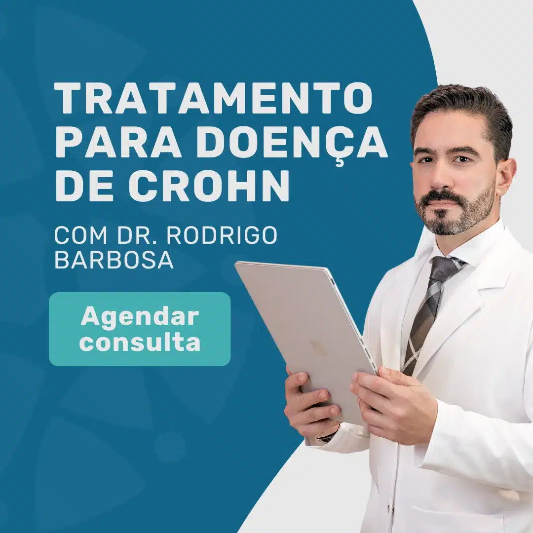 Dr. Rodrigo Barbosa cita avanços Doença de Crohn em 2026 1 Entre em contato para agendar sua consulta com Dr. Rodrigo Barbosa, Cirurgião especialista em Doença de Crohn e Doenças Inflamatórias Intestinais, para saber sobre os avanços da Doença de Crohn
