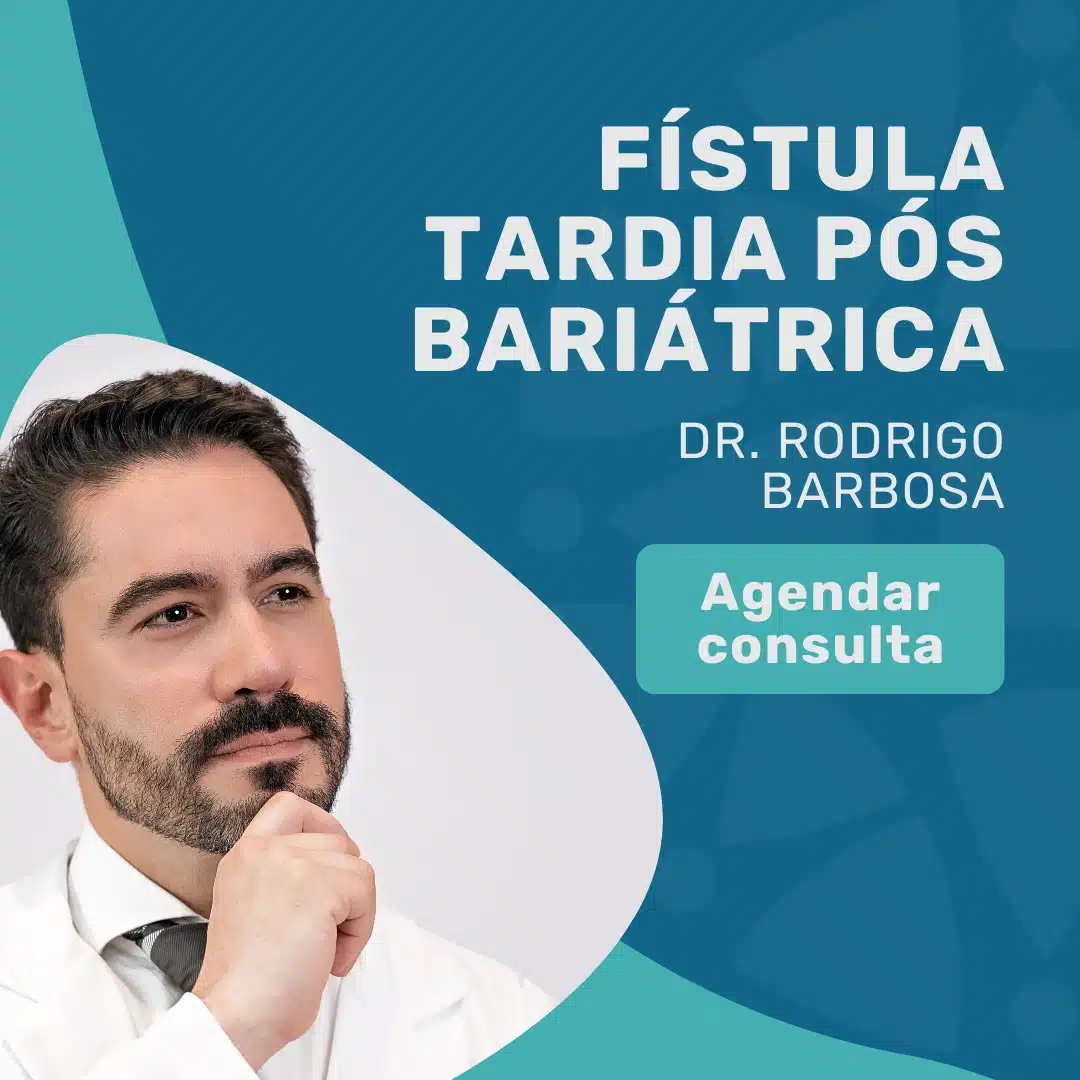 Fístula tardia após bariátrica: diagnóstico e tratamento 2 Entre em contato para agendar sua consulta com Dr. Rodrigo Barbosa, cirurgião bariátrico em São Paulo, para tratar a fístula tardia pós bariátrica