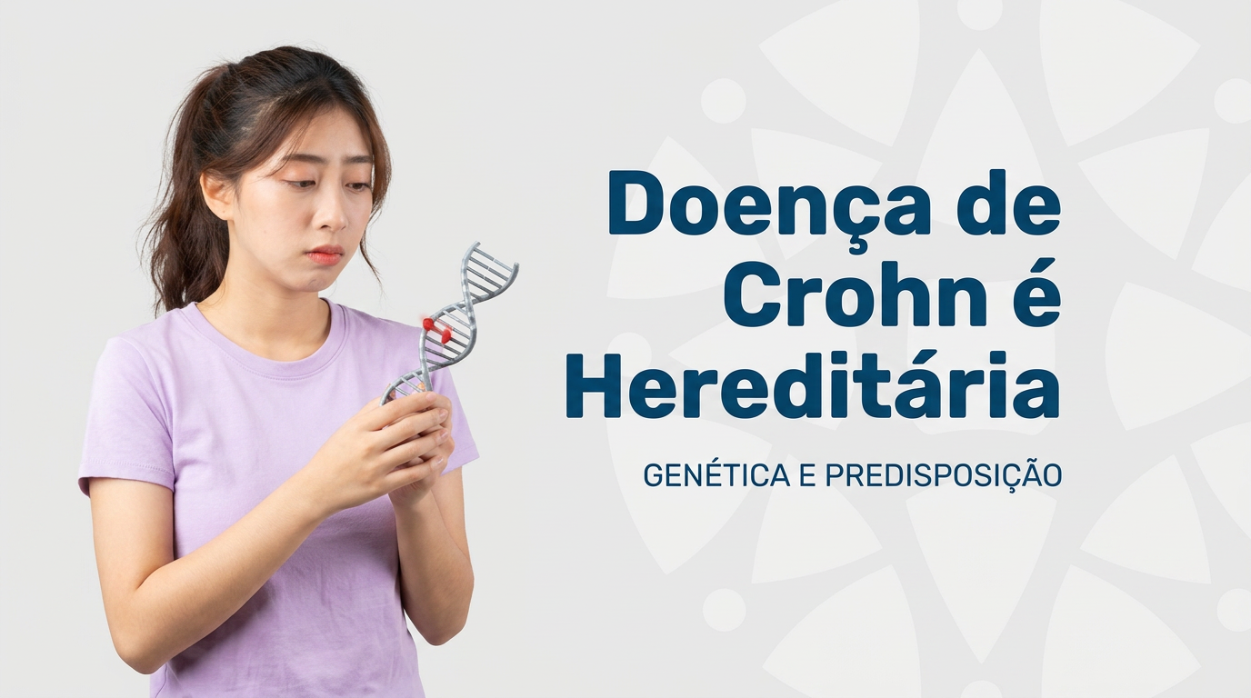 Doença de Crohn é Hereditária? Entenda a Predisposição Genética 1 Doença de Crohn é hereditária: ilustração sobre predisposição genética e fatores multifatoriais
