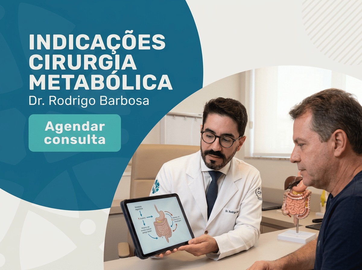 Indicações Cirurgia Metabólica: Quando Operar? | Guia 4 Cirurgião revisando exames metabólicos com paciente durante consulta de avalição. — Indicções de Cirurgia Metabólica