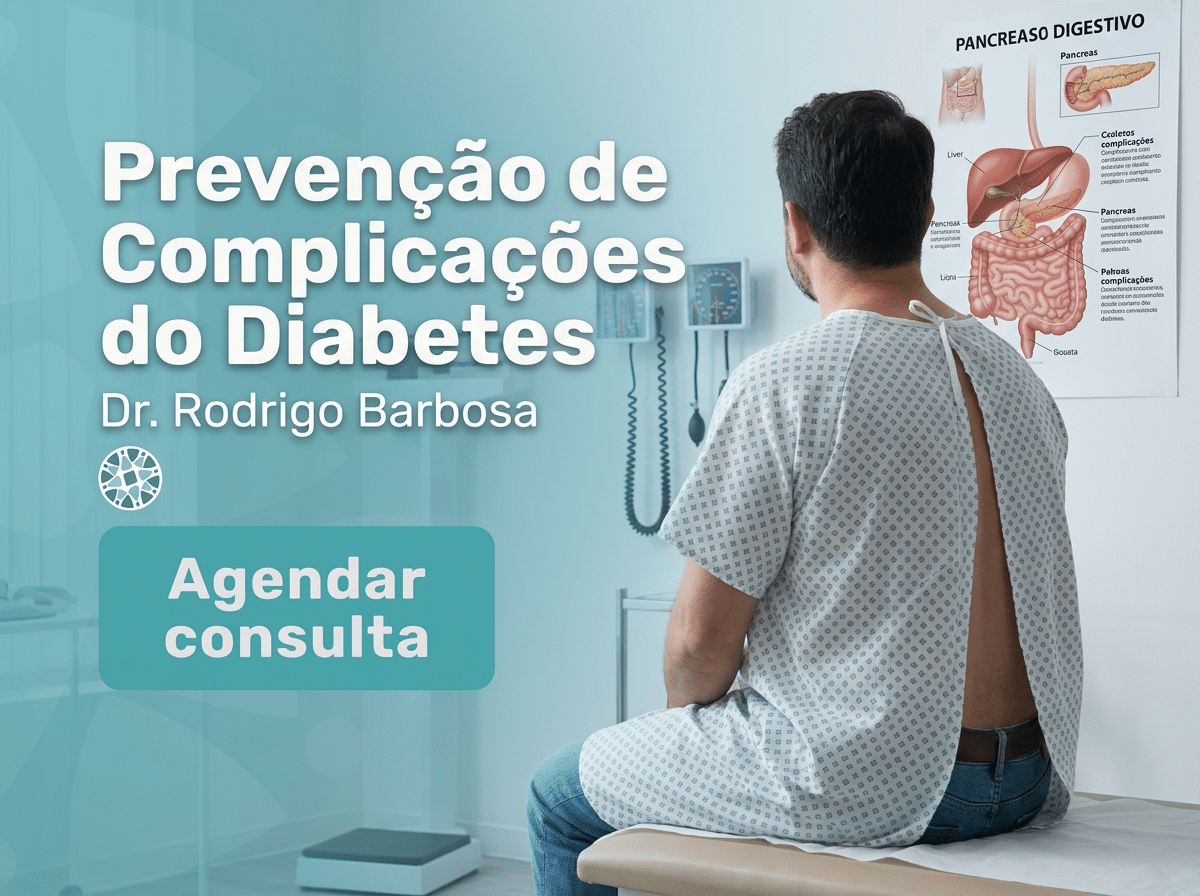 Prevenção de Complicações do Diabetes: Guia Cirúrgico 4 Cirurgião revisando exames de sangue com paciente no consultório. — Prevenção de Complicções do Diabetes
