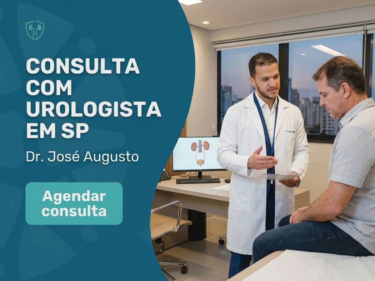 Consulta com Urologista em SP: Ir ou Adiar? Dr. José Augusto 4 Paciente conversando com urologista em consultório — consulta com urologista em SP
