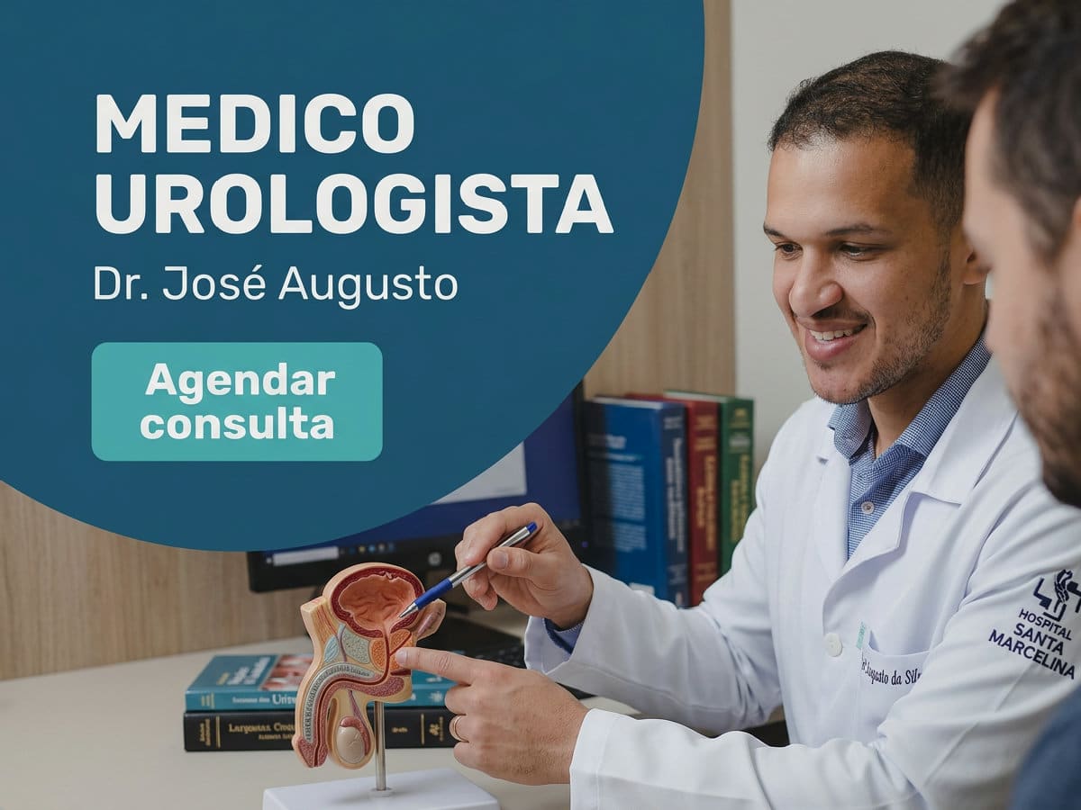 Medico urologista em SP — operar ou tratar? Dr. Augusto 2 Urologista revisando exame de imagem com paciente durante consulta. — médico urologista