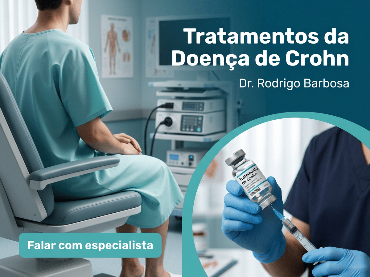 Tratamento da Doença de Crohn: remédios, cirurgia e controle 2 Cirurgião do aparelho digestivo revisando exames intestinais em consultório