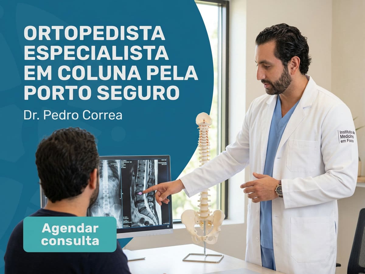 Ortopedista especialista em coluna pela Porto Seguro em SP 4 Cirurgião de colun revisando ressonânci com paciente em consultório. — ortopedist especialist em colun pel porto seguro