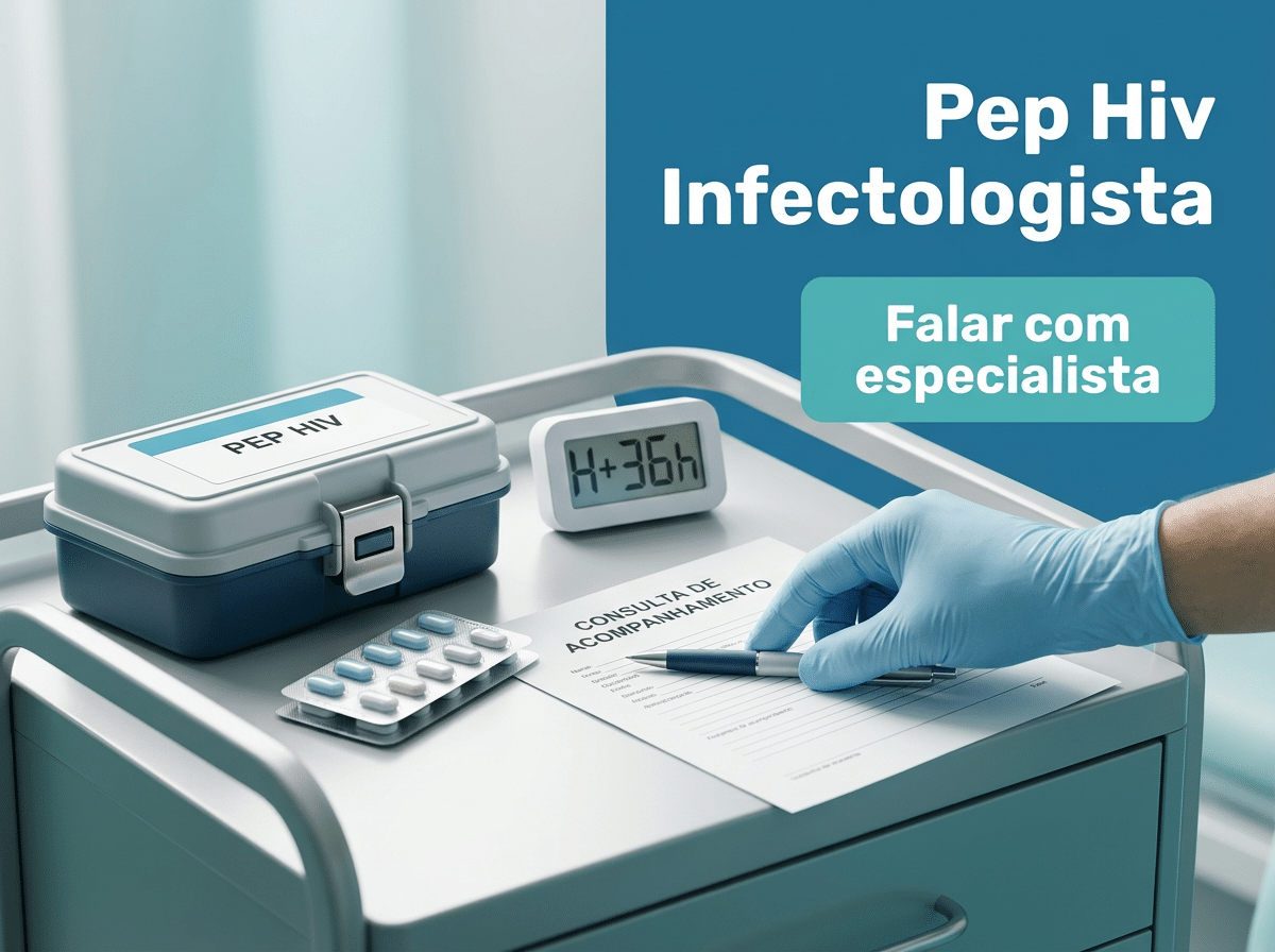 PEP HIV: para quem o infectologista realmente indica? 2 Infectologista orientando paciente sobre profilaxia de emergência em consultório.