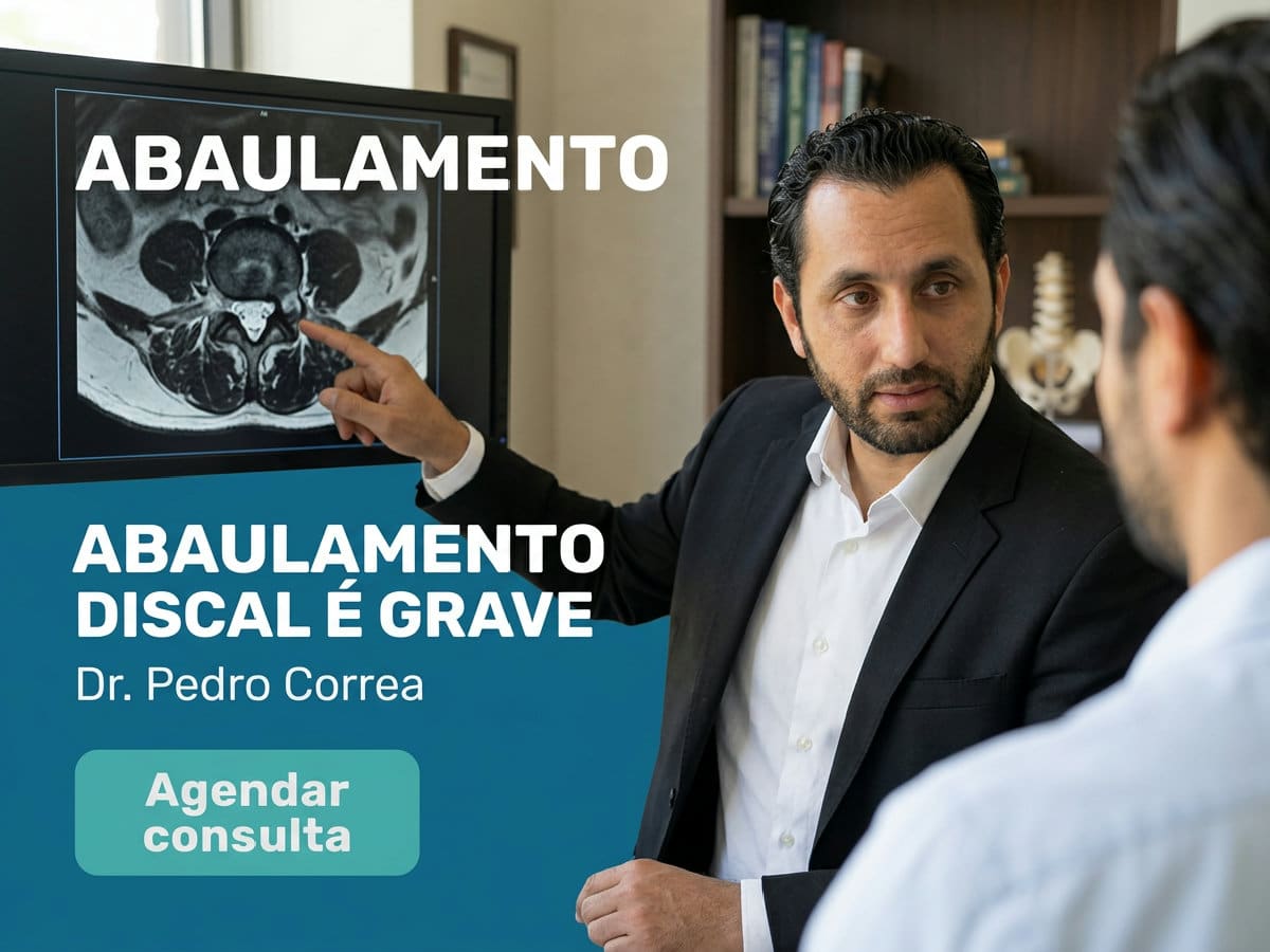 Abaulamento Discal É Grave? Sinais e Quando Operar 4 Ortopedista analisando ressonância da coluna com o paciente em consultório — abaulamento discal é grave