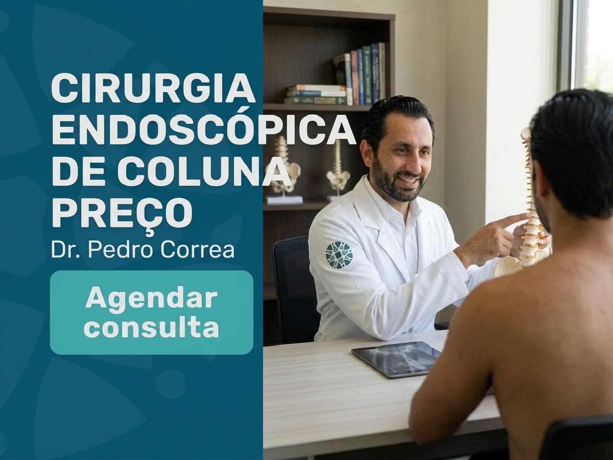 Cirurgia Endoscópica de Coluna Preço: Prevenção e Retorno 4 Cirurgião analisando ressonância de coluna com paciente no consultório — cirurgia endoscópica de coluna preço