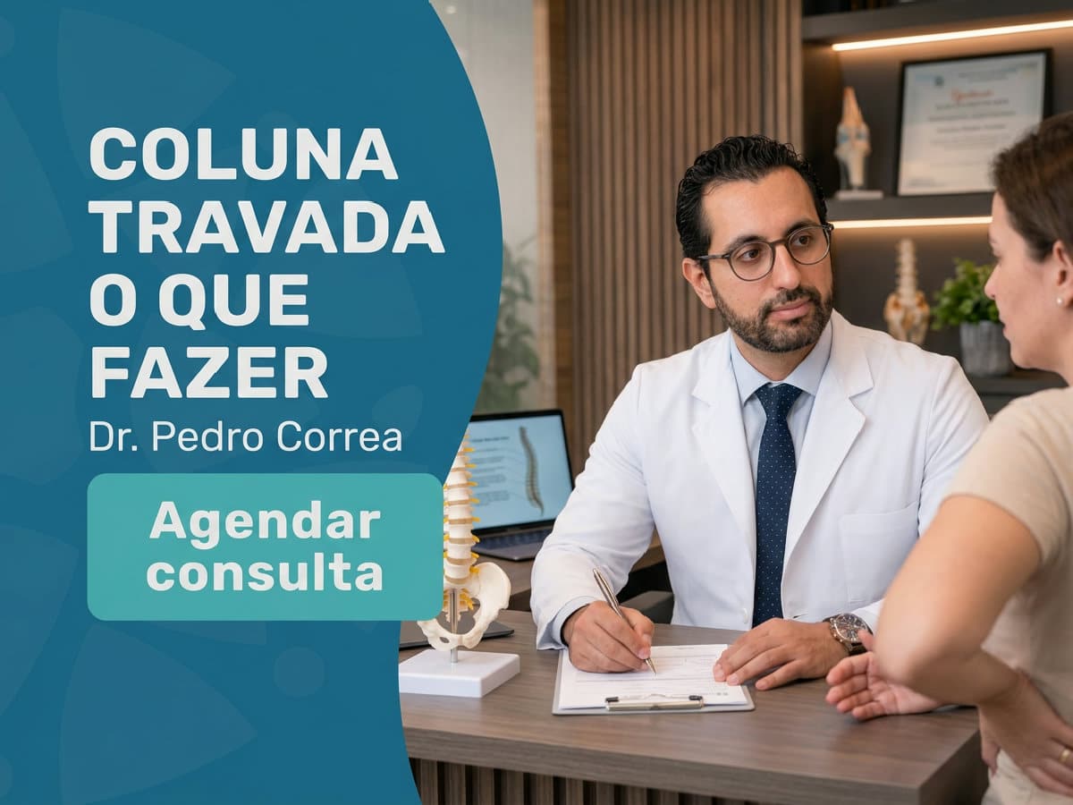 Coluna travada: o que fazer? na consulta | dr. pedro correa 4 Ortopedista avalia a mobilidade da coluna de paciente em consultório — coluna travada o que fazer