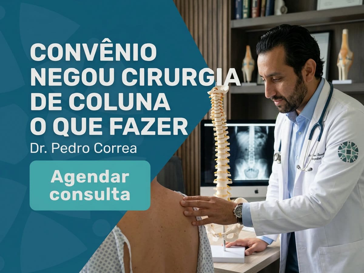 Convênio Negou Cirurgia de Coluna? O que Fazer em 5 Passos 4 Ortopedista analisa ressonância de coluna ao lado do paciente no consultório — convênio negou cirurgia de coluna o que fazer
