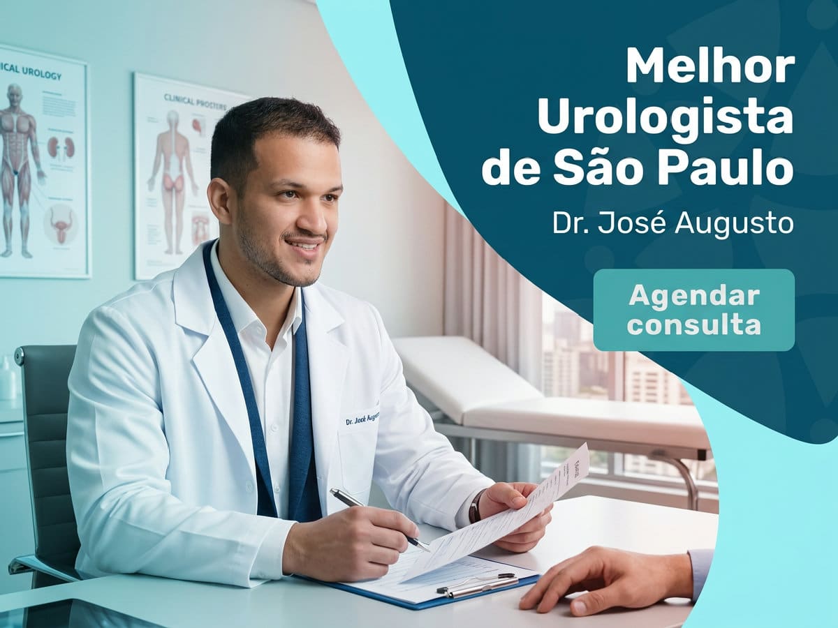 Melhor Urologista de São Paulo | Dr. José Augusto 4 Urologist revisando exame de imagem com paciente durante consult — Melhor Urologist de São Paulo