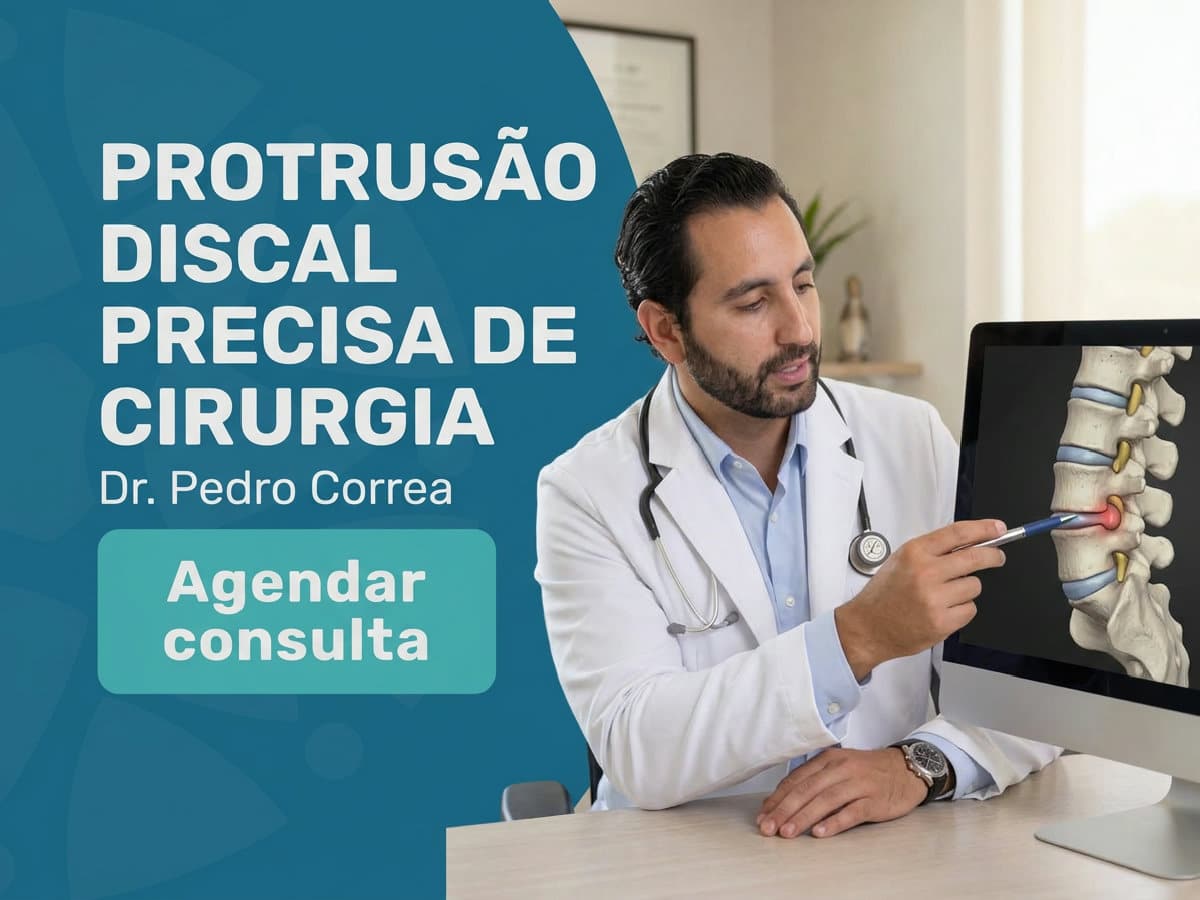 Protrusão Discal Precisa de Cirurgia? Quando Operar 4 Cirurgião de coluna analisa ressonância lombar ao lado do paciente — protrusão discal precisa de cirurgia