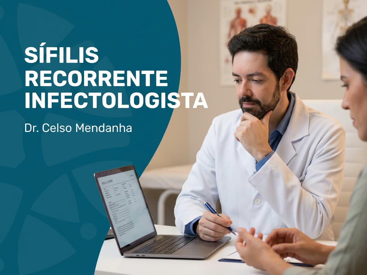 Sífilis Recorrente: o que o Infectologista Explica 4 Infectologista analisando resultados de exames sorológicos em consultório — sífilis recorrente infectologista