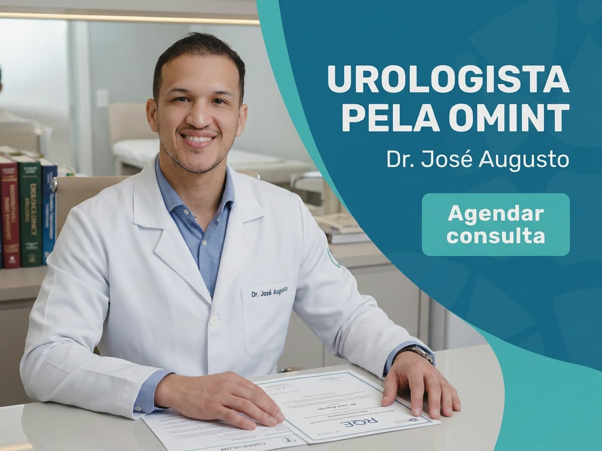 Urologista pela Omint | Dr. José Augusto | São Paulo 4 Urologista analisando exame de imagem com paciente em consultório — Urologista pela Omint