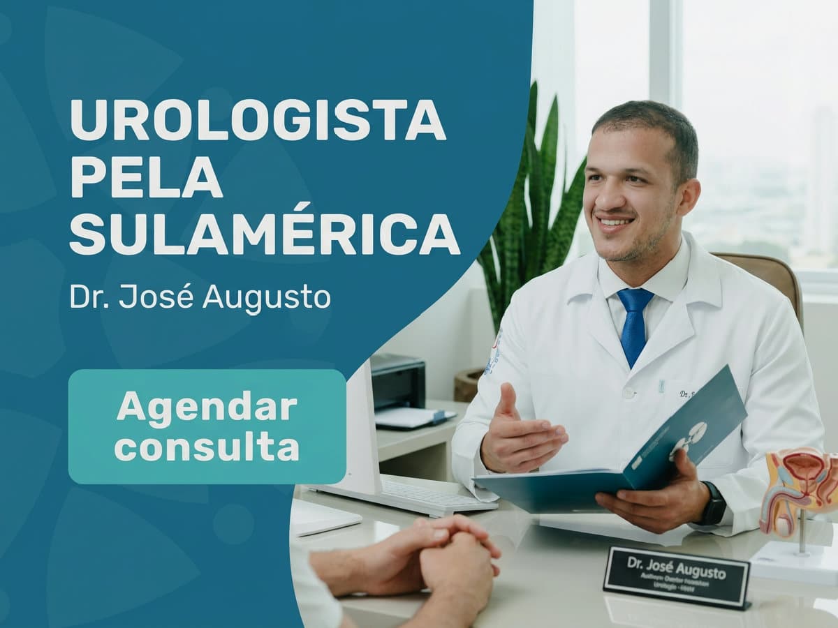 Urologista pela Sulamérica | Dr. José Augusto | São Paulo 4 Urologista revisando exames com o paciente durante consulta no consultório — Urologista pela SulAmérica