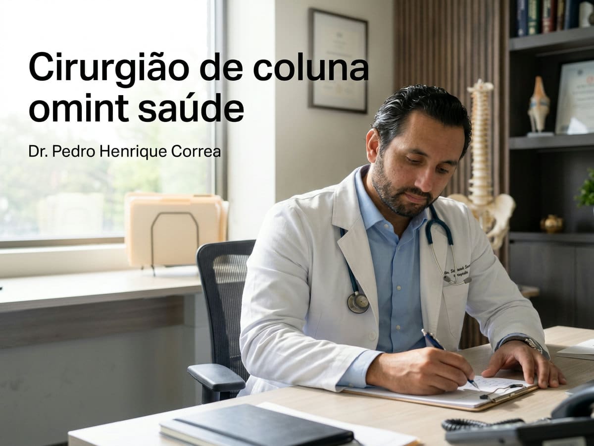 Cirurgião de Coluna Omint Saúde: Dr. Pedro Correa 4 Ortopedista especialista em coluna explicando o exame ao paciente — cirurgião de coluna omint saúde