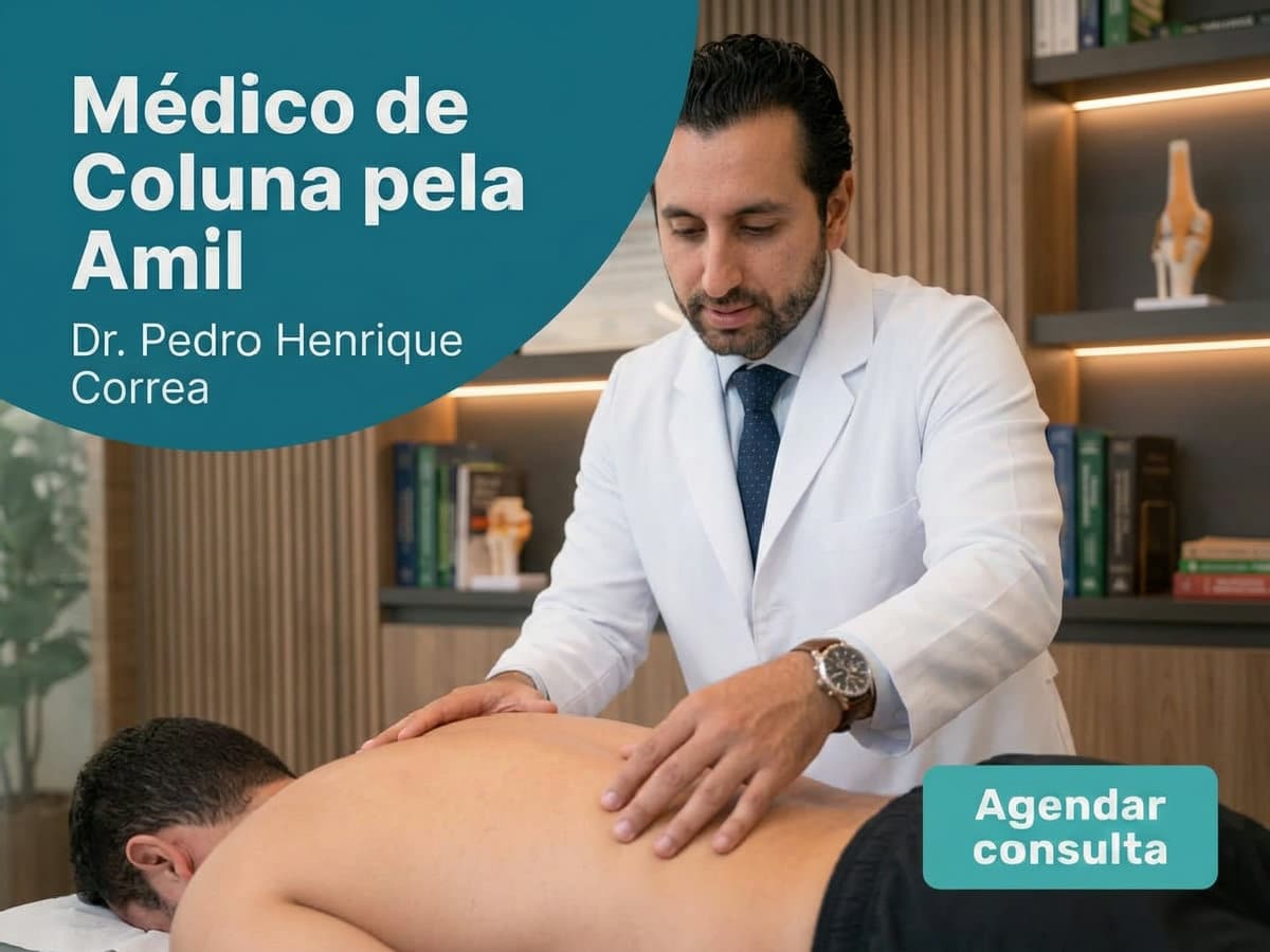 Médico de Coluna pela Amil em SP 4 Ortopedista de coluna revisando ressonância com paciente em consultório — Médico de Coluna pela Amil